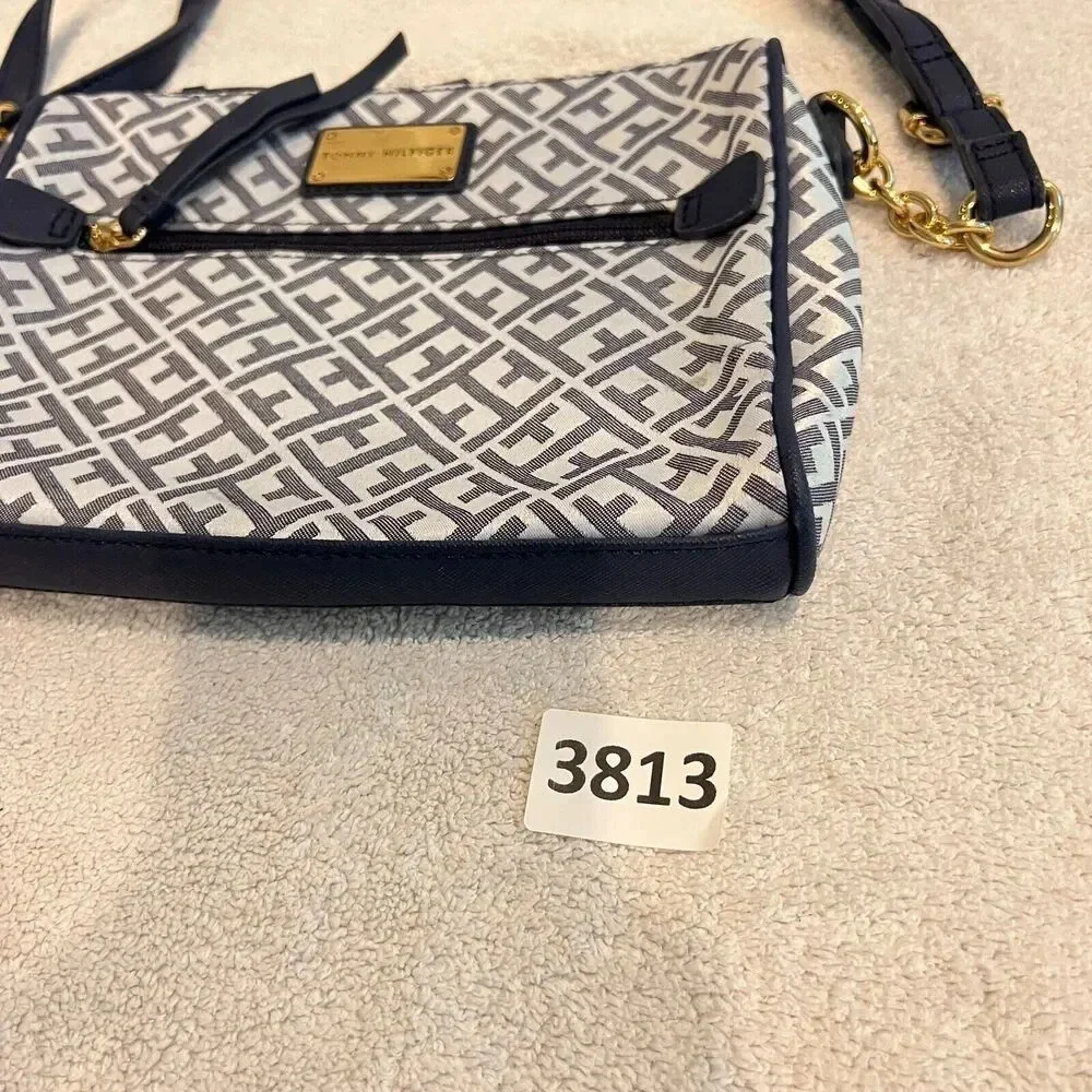 Tommy Hilfiger  Crossbody Sling Bag Womens Navy Jacquard SignatureAdjust Strap - Picture 12 of 12